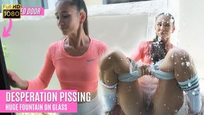 Huge desperation **** on the glass door