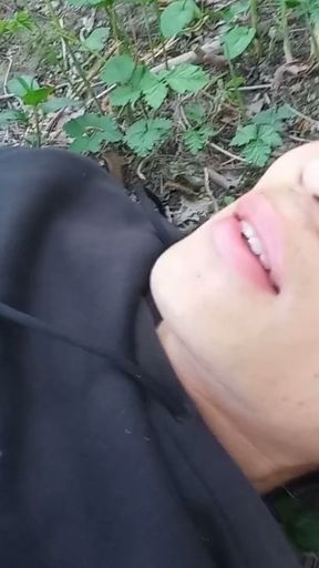 The cute gay twink jerking off his cock, pulled through his fly while outdoors, is Jon Arteen   Clip 3