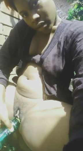 Risky Outdoor Masturbation with a Bottle