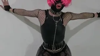 Skinny crossdresser strips and dances in tight new outfit