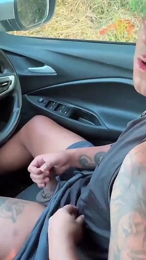 Wanker Jerks in the Car, Pees and Cums on the Street