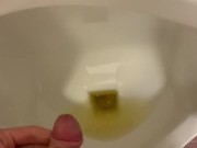 Pissing and jerking in public urinal