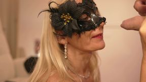 Tina, Dressed as a Bourgeois Slut, Undresses and Plays Whore in Heels and Lingerie.