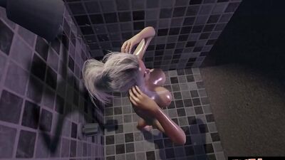 Big Tittied Futa gets her ass drilled in shower with intense 60fps action