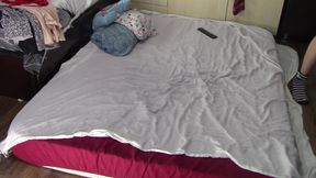 Sexy mom massages herself. Wife hairy pussy, big ass. Sexy brunette shaves the hair on her legs.