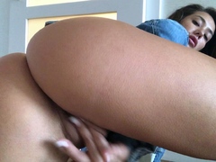 Cute curly brunette solo webcam masturbation