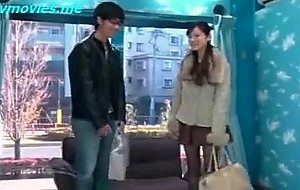 Public japanese babe jerking passenger on bus