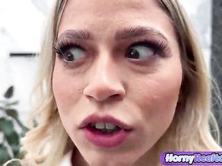 Brunette hair Realtor Ava Amira Welcomes Coulpes Warmly to the Open Abode and Join 'em in Trio Sex Scene