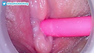 Wet Pussy Hole Close Up with Pink Vibrating Toy Webcam Clip