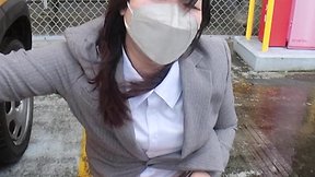 Office worker pantyhose masturbation