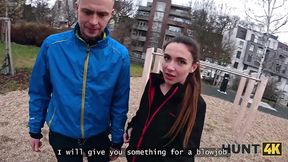 Brunette Beauty Teases BF with Street Pickup