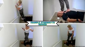 Trample Stairway To Heaven - Goddess Rapture Makes Her Foot Slut Take Her Sneaker, Sock, and Bare Foot Trampling - She Uses Foot Domination To Crush His Face, Stomach, Throat, and Cock - HD (MP4)