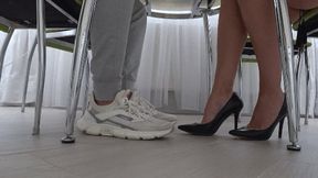 Flirting with a guy and a girl's legs under the table bb