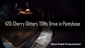 000-Cherry Glitter TOMs Drive in Pantyhose