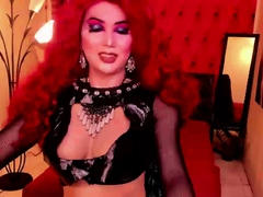 Curvaceous Shemale Wanking Her Penis