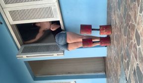 Hot Brazilian brunette gave me a blowjob at the window on Sunday afternoon