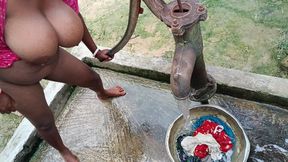 The Hot Desi Bhabhi Is Washing Clothes.