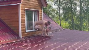 Dude pounds nicely-shaped fellow in the window of the building neglecting the roof -187