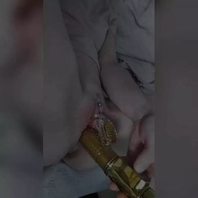 Thrusting vibrator in my wet pussy