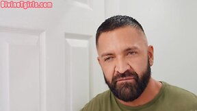 Interracial tgirl rides cock in couples bedroom after discovering boyfriends infidelity