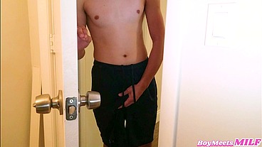 Thick Horny RedHead MILF Caught Me Jerking Off To Her In The Shower - Andi James Johnny Love