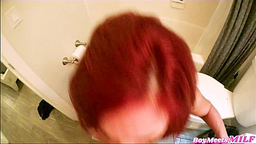 Thick Horny RedHead MILF Caught Me Jerking Off To Her In The Shower - Andi James Johnny Love