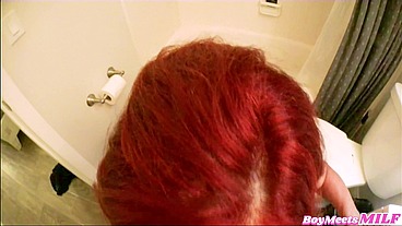 Thick Horny RedHead MILF Caught Me Jerking Off To Her In The Shower - Andi James Johnny Love