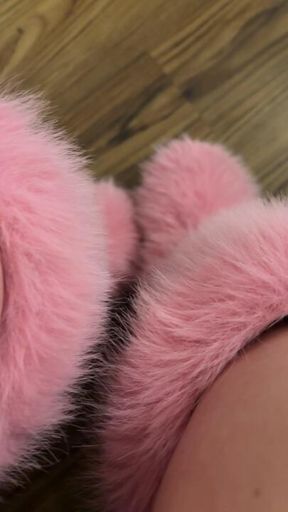 A silent sock reveal out of my stinky pink furry boots😝