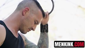 Muscled Derek Kage plunging his thick cock into Jesse Stones holes