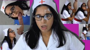 Sperm bank nurse eRica convinces a donor into giving her a nasty facial!