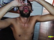 Slim Twink Fucking The Cum Out Of Me. I Drink His Cum From The Condom After