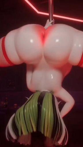 Fishnet Pole Dance Slut Massive Tits Fat Ass Twerk 3D Hentai Night Club   Clip 1