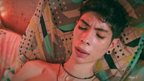 skinny twink magic c solo spit masturbation precum and cum play