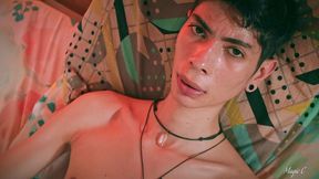 skinny twink magic c solo spit masturbation precum and cum play