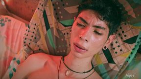 skinny twink magic c solo spit masturbation precum and cum play