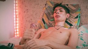 skinny twink magic c solo spit masturbation precum and cum play