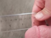 Measuring and beating my pathetic cock and balls for you