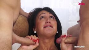Stunning trans beauty railed by two big cocks Bella destroyed
