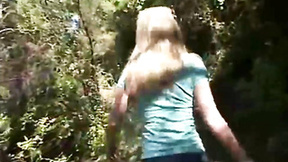 ”Little Summer rubbing tits & Fingering at forest”