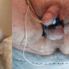 Estim session with dripping precum and twitching ass.