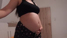 My Pregnant Wife Masturbates in the Bathroom in White Panties