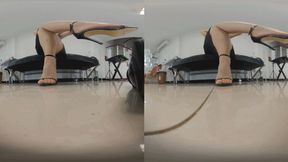 3D VR 180 ERER black sexy high-heeled sandals flatten POV trampling