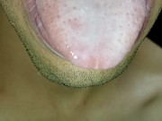 tongue, saliva, lengua , sloopy, sucking, escupir fetish, lengua larga y babeante primer plano