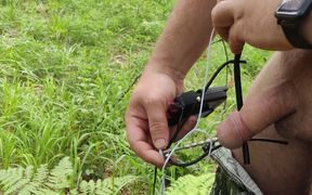 Alone in the Woods with the Punishment Equipment, Daddy Squirts the Electric Load.