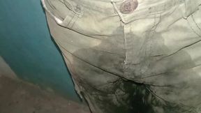 Jeans get soiled by a cute Colombian woman's cloth diaper