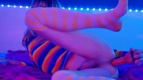 neon transgirl hard anal pounding