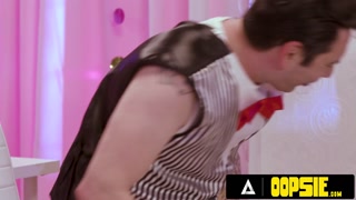 OOPSIE - PAWG Redhead MILF &amp; Hot Brunette Have ROUGH THREESOME With Pervert Salesman At Wedding Expo