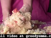 Birthday Cake Destruction - Ass and Feet - Cake Sitting Mess BBW Ass Foot Feet Fetish Worship Soles