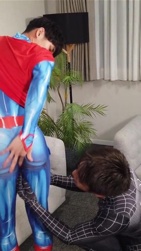 Memorable moment from &quot;Spiderman X Superman Sexy Costume RolePlay&quot;