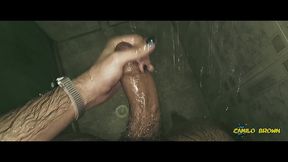 playing with my big uncut cock in the shower until i cum really close to the cam i d love you to lick it clean after ?